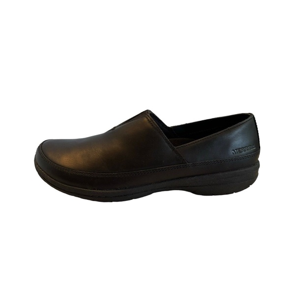 Merrell Encore Kassie Moc Black Leather Loafer Shoes Slip On Clog Women's Sz 6.5 - Picture 6 of 12